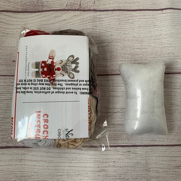 Needle Creations Reindeer Crochet Kit Christmas Holiday Craft Doll 6x7" Finished - Picture 6 of 8